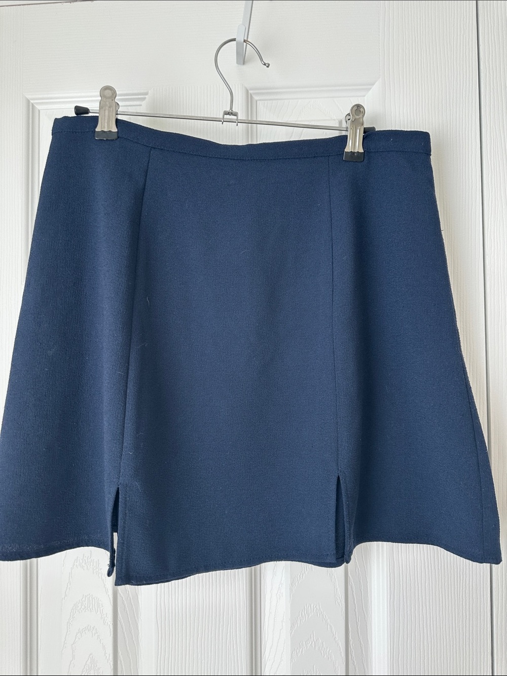 American Apparel Navy Crepe Mini Skirt with Front Slits